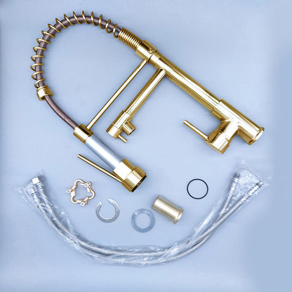 Skorter | Glam Basin faucet Brass lever fittings Spring neck three-way outlet Bathroom sink faucet