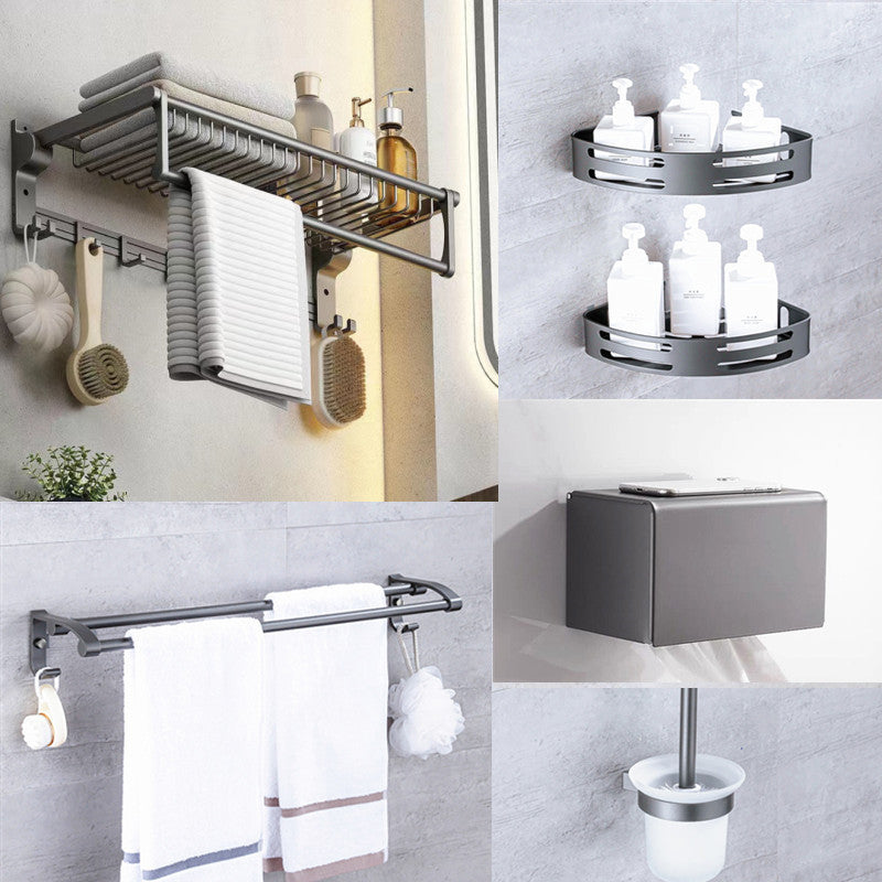 Skorter | Matt gray bathroom accessory set bathroom shelf/towel holder & paper holder included