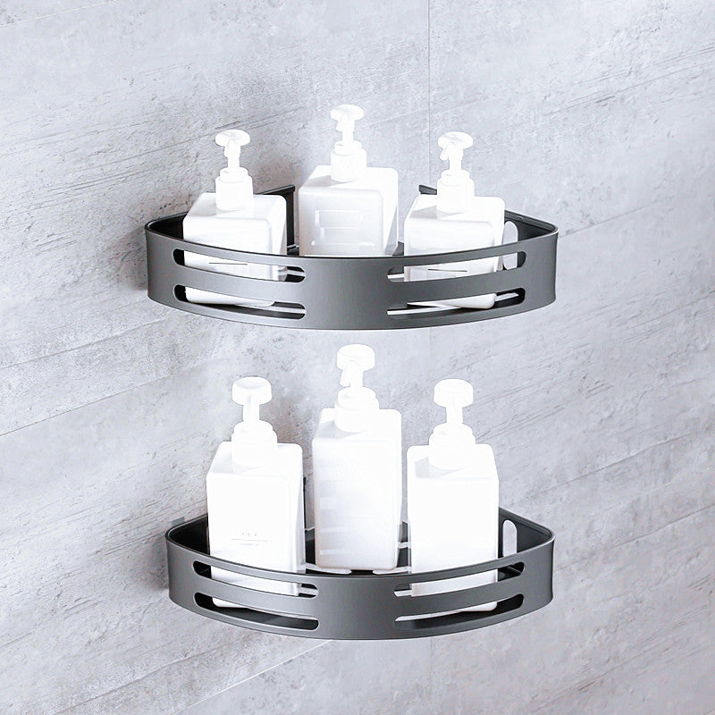 Skorter | Matt gray bathroom accessory set bathroom shelf/towel holder & paper holder included