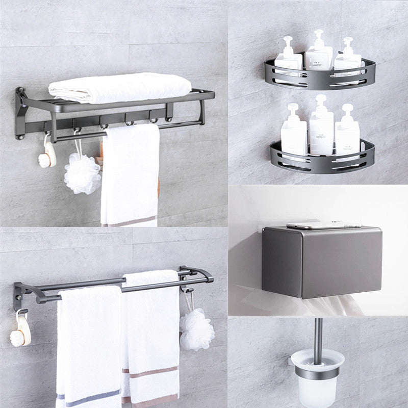 Skorter | Matt gray bathroom accessory set bathroom shelf/towel holder & paper holder included
