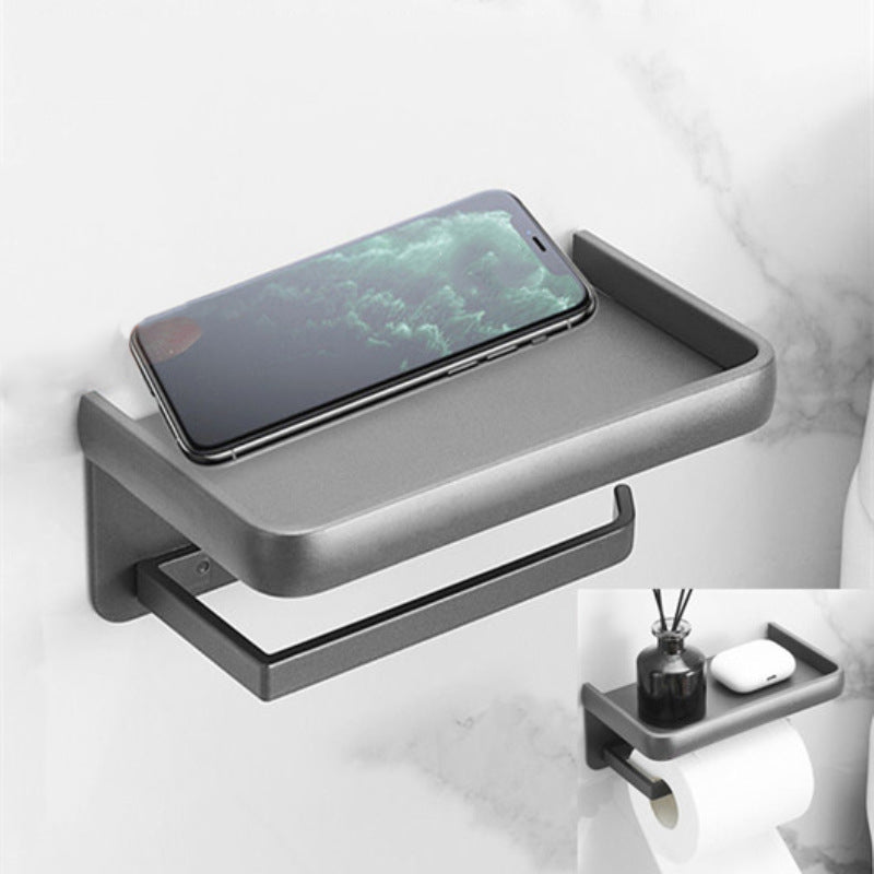 Skorter | Matt gray bathroom accessory set bathroom shelf/towel holder & paper holder included