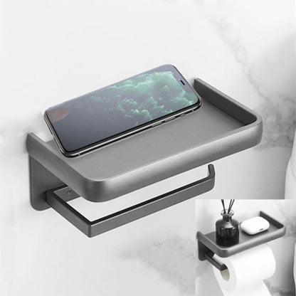 Skorter | Matt gray bathroom accessory set bathroom shelf/towel holder & paper holder included