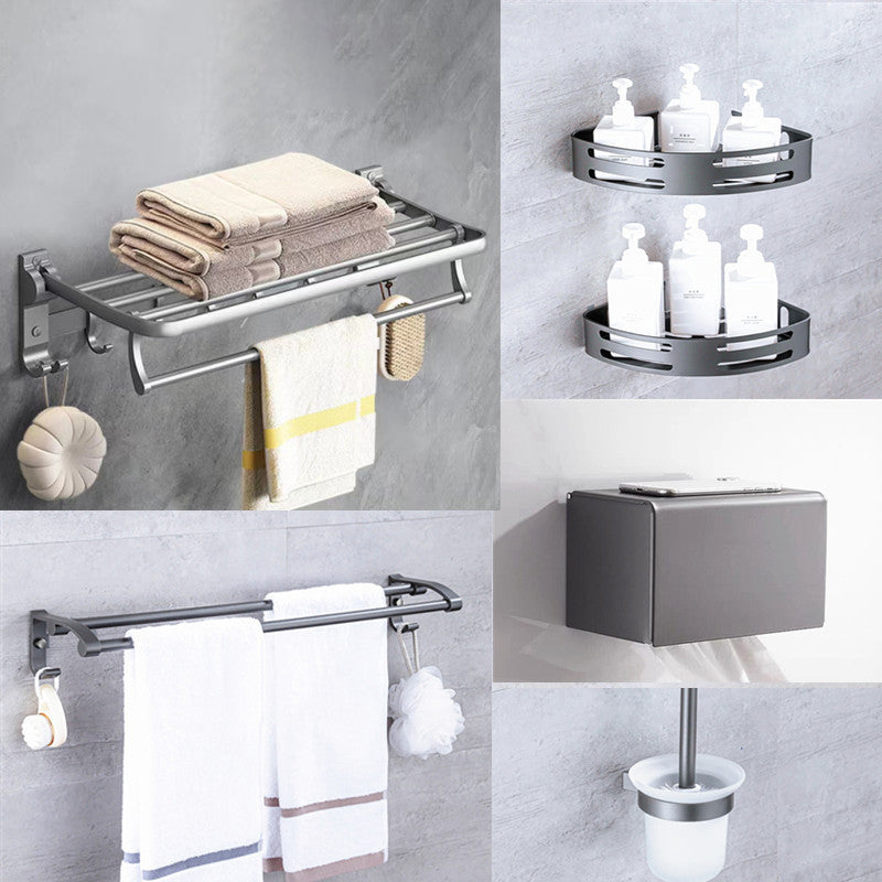Skorter | Matt gray bathroom accessory set bathroom shelf/towel holder & paper holder included