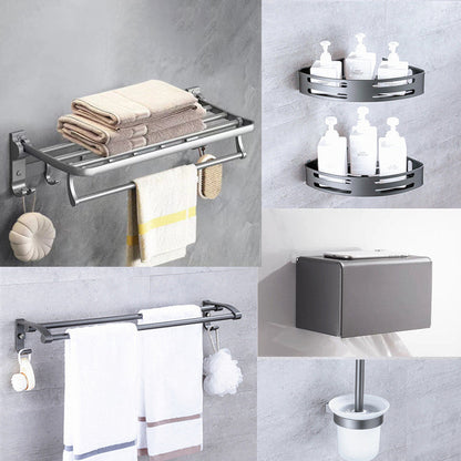 Skorter | Matt gray bathroom accessory set bathroom shelf/towel holder & paper holder included