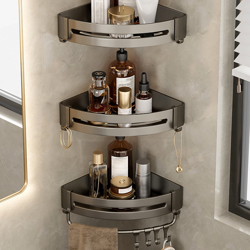 Skorter | Contemporary Aluminum Bathroom Accessory Set Gray Bath Shelf