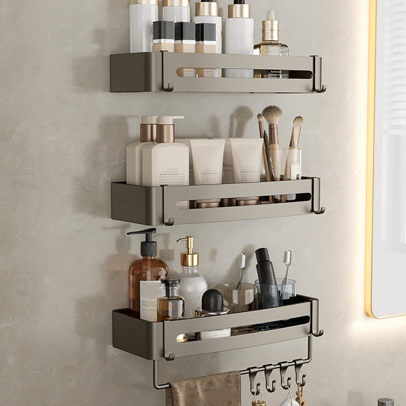 Skorter | Contemporary Aluminum Bathroom Accessories Set Gray Bath Shelf