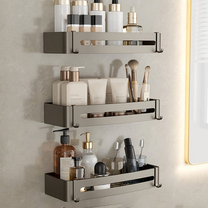Skorter | Contemporary Aluminum Bathroom Accessories Set Gray Bath Shelf