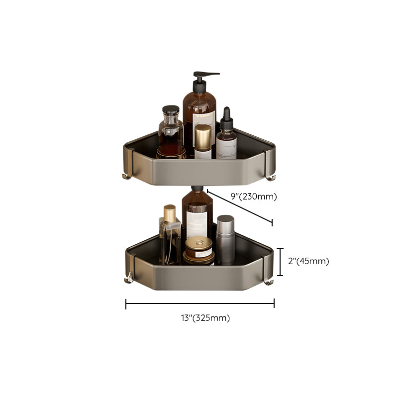 Skorter | Contemporary Aluminum Bathroom Accessories Set Gray Bath Shelf