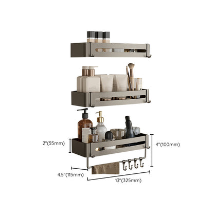 Skorter | Contemporary Aluminum Bathroom Accessory Set Grey Bath Shelf