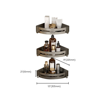 Skorter | Contemporary Aluminum Bathroom Accessory Set Gray Bath Shelf