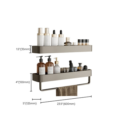 Skorter | Contemporary Aluminum Bathroom Accessories Set Gray Bath Shelf