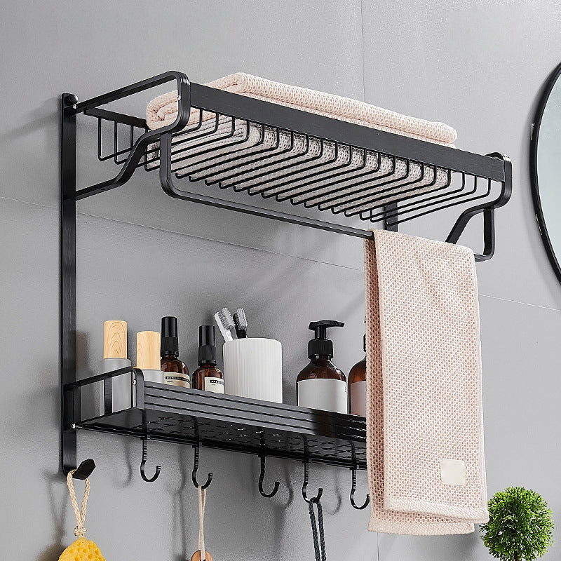 Skorter | Black / Silver Bathroom Accessories Aluminium Hardware Set Bathroom Shelf