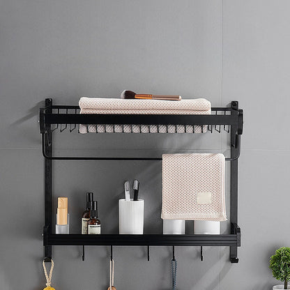 Skorter | Black / Silver Bathroom Accessories Aluminium Hardware Set Bathroom Shelf