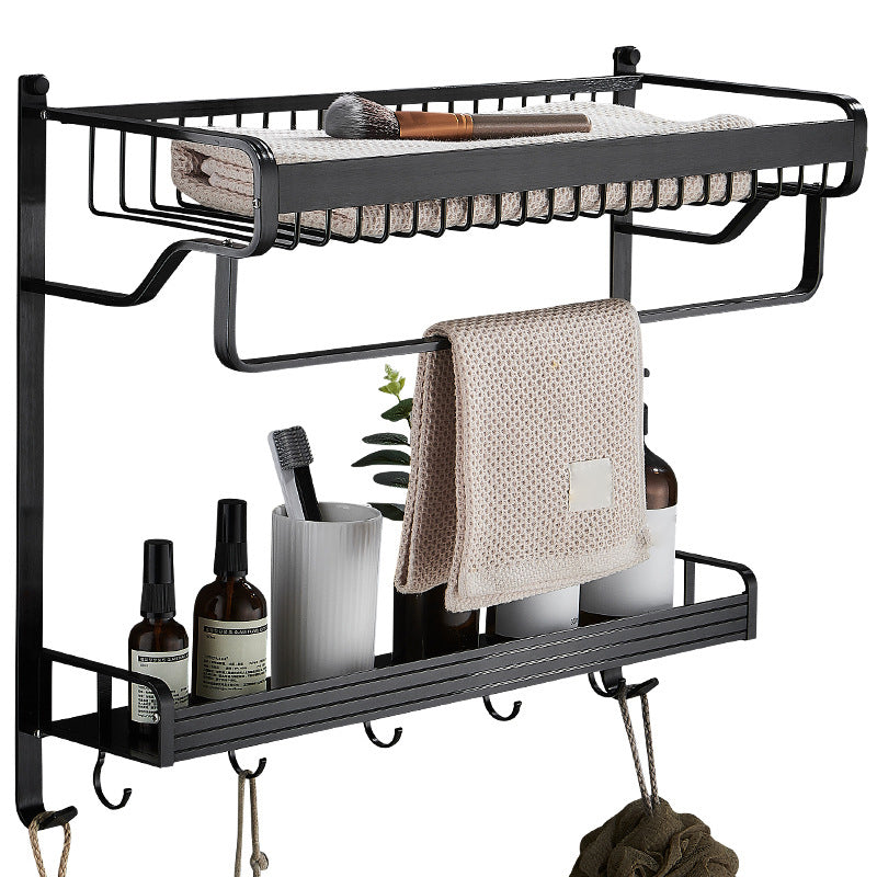 Skorter | Black / Silver Bathroom Accessories Aluminium Hardware Set Bathroom Shelf