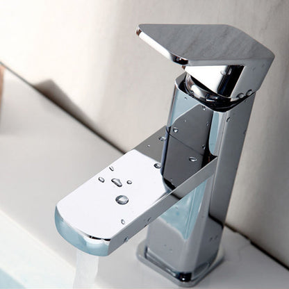 Skorter | Cubic Chrome Bathroom Faucet Low Arc Single Lever Basin Faucet