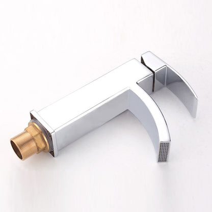Skorter | Cubic Chrome Bathroom Faucet Low Arc Single Lever Basin Faucet