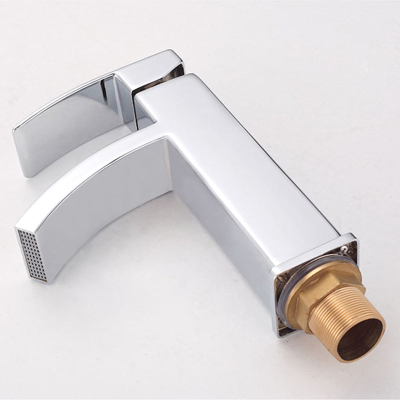 Skorter | Cubic Chrome Bathroom Faucet Low Arc Single Lever Basin Faucet