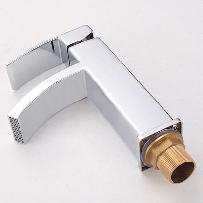 Skorter | Cubic Chrome Bathroom Faucet Low Arc Single Lever Basin Faucet