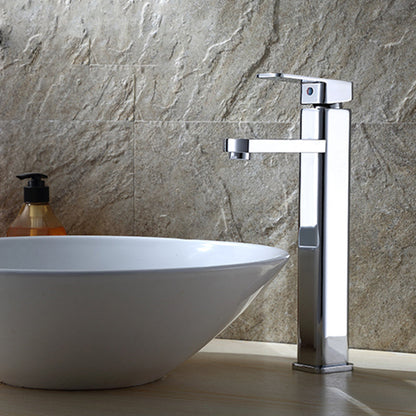 Skorter | Cubic Chrome Bathroom Faucet Low Arc Single Lever Basin Faucet