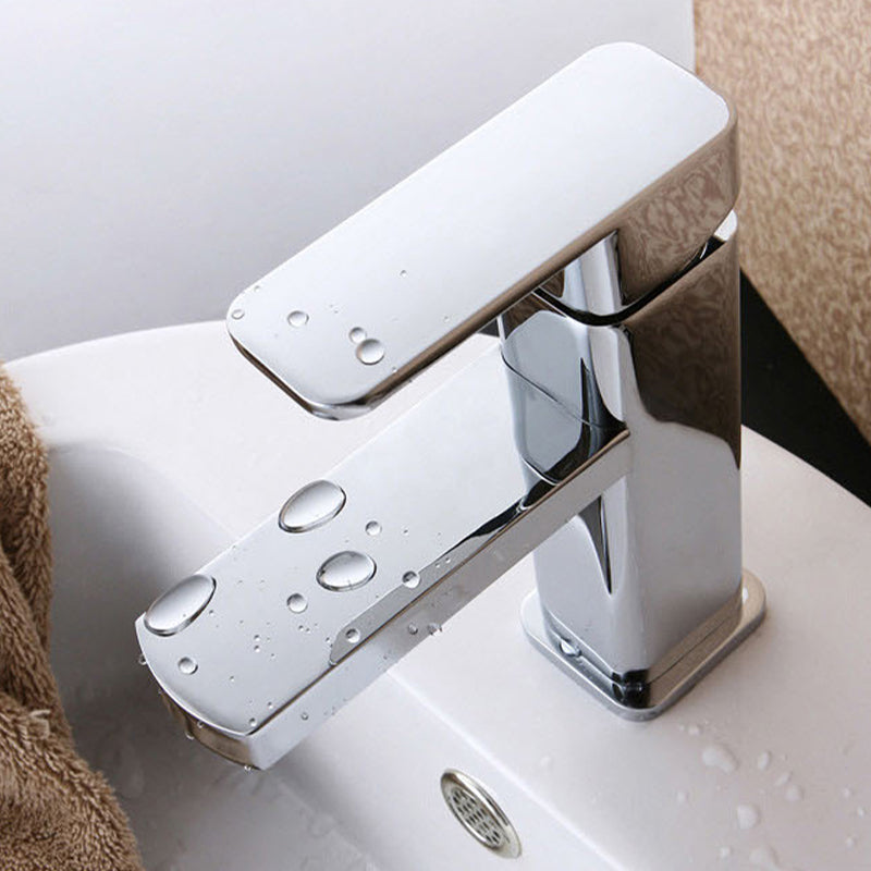 Skorter | Cubic Chrome Bathroom Faucet Low Arc Single Lever Basin Faucet
