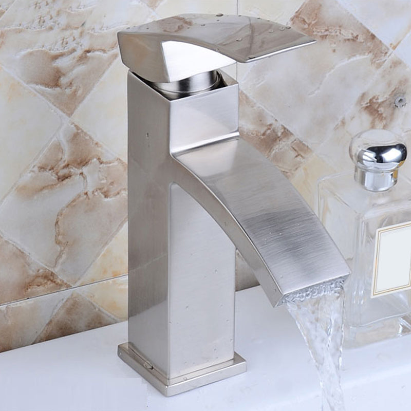 Skorter | Cubic Chrome Bathroom Faucet Low Arc Single Lever Basin Faucet
