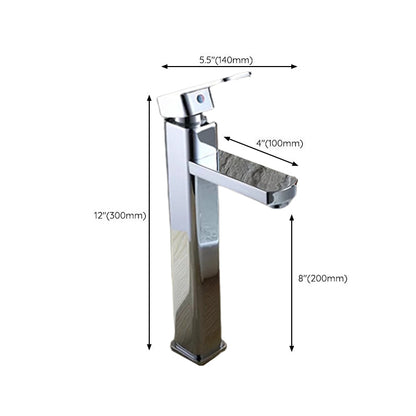 Skorter | Cubic Chrome Bathroom Faucet Low Arc Single Lever Basin Faucet