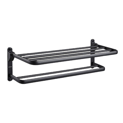 Skorter | Contemporary bathroom accessory set with black surface and bath shelf/towel bar