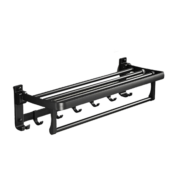 Skorter | Contemporary bathroom accessory set with black finish and bath shelf/towel bar
