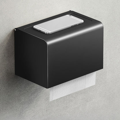 Skorter | Contemporary bathroom accessory set with black surface and bath shelf/towel bar