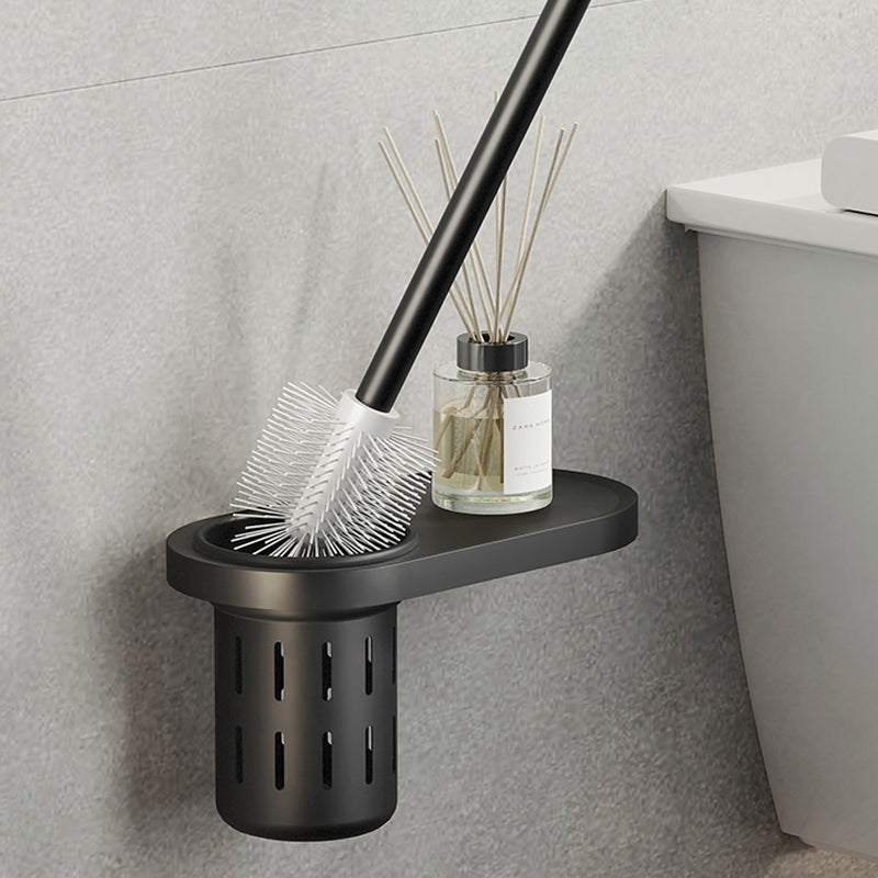 Skorter | Contemporary bathroom accessory set with black finish and bath shelf/towel bar