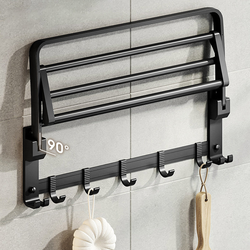 Skorter | Contemporary bathroom accessory set with black surface and bath shelf/towel bar