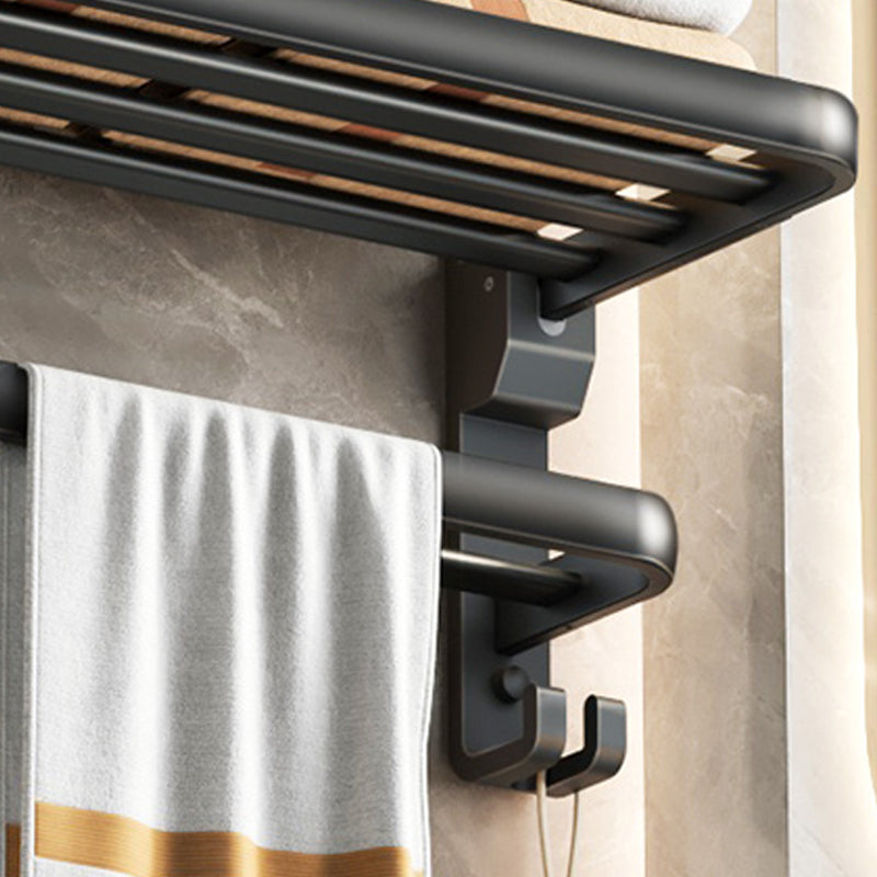 Skorter | Contemporary bathroom accessory set with black finish and bath shelf/towel bar