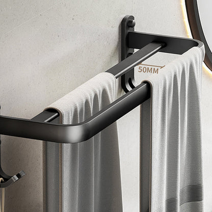 Skorter | Contemporary bathroom accessory set with black surface and bath shelf/towel bar