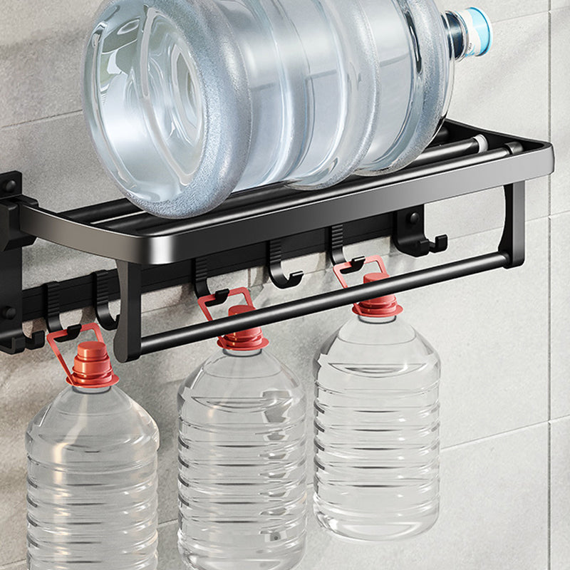 Skorter | Contemporary bathroom accessory set with black surface and bath shelf/towel bar