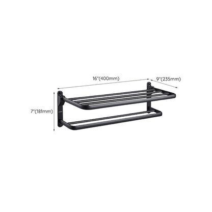 Skorter | Contemporary bathroom accessory set with black surface and bath shelf/towel bar