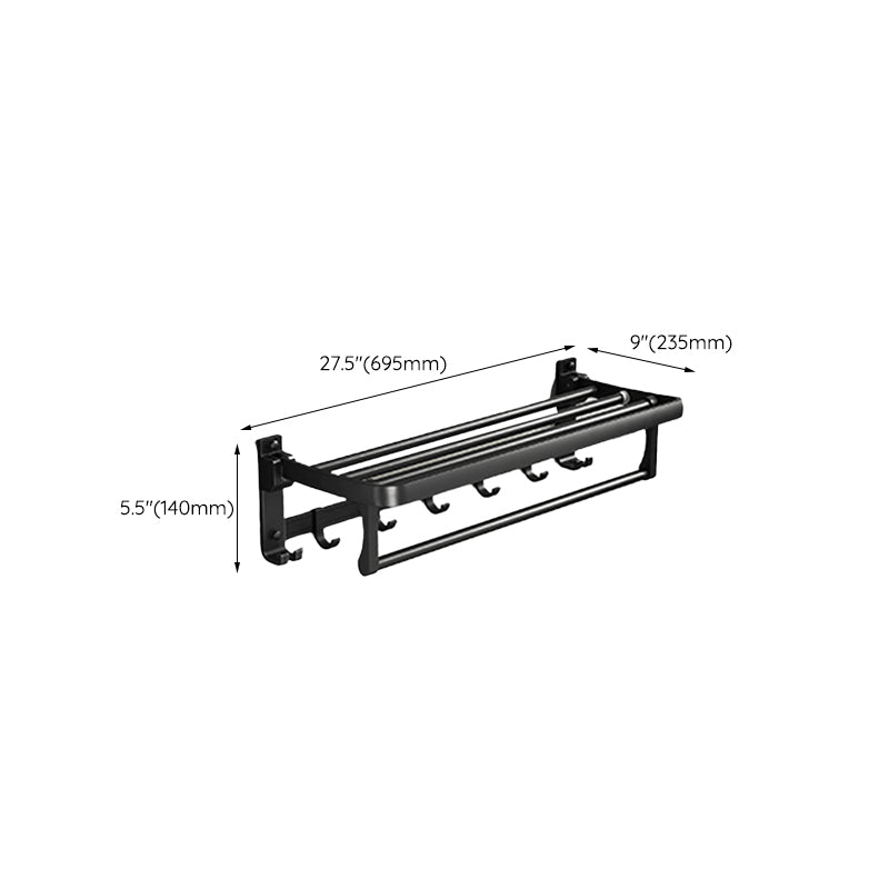 Skorter | Contemporary bathroom accessory set with black surface and bath shelf/towel bar
