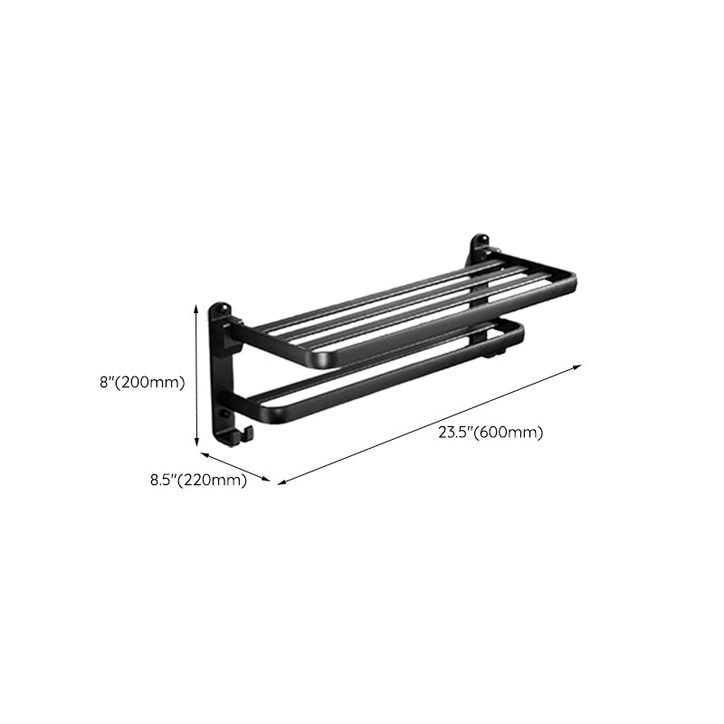 Skorter | Contemporary bathroom accessory set with black surface and bath shelf/towel bar