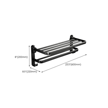Skorter | Contemporary bathroom accessory set with black surface and bath shelf/towel bar