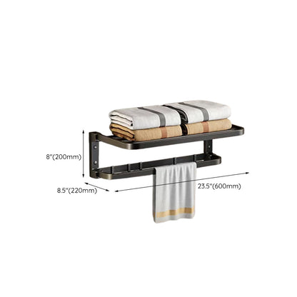 Skorter | Contemporary bathroom accessory set with black surface and bath shelf/towel bar