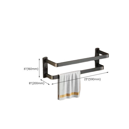 Skorter | Contemporary bathroom accessory set with black surface and bath shelf/towel bar