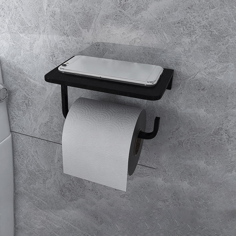 Skorter | Black 6-piece Bathroom Accessory Set Modern Shower Curtain Rod / Bathrobe Hook and Towel Bar