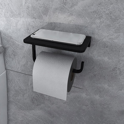 Skorter | Black 6-piece Bathroom Accessory Set Modern Shower Curtain Rod / Bathrobe Hooks and Towel Bar