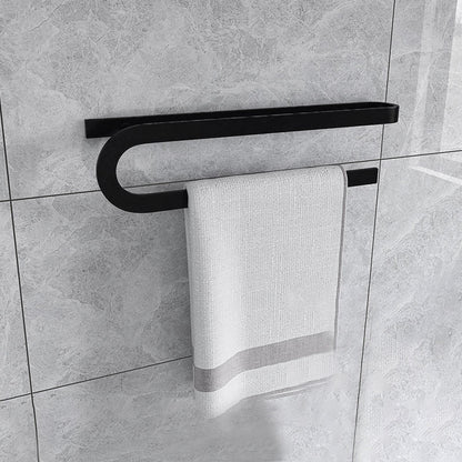 Skorter | Black 6-piece Bathroom Accessory Set Modern Shower Curtain Rod / Bathrobe Hook and Towel Bar