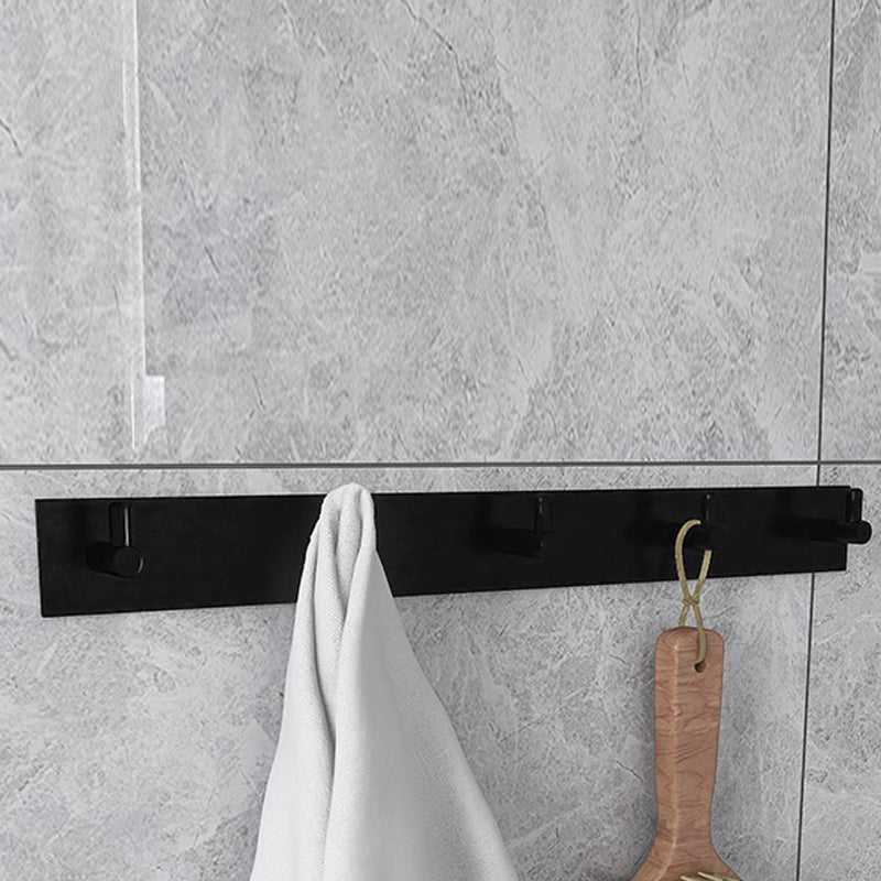 Skorter | Black 6-piece Bathroom Accessory Set Modern Shower Curtain Rod / Bathrobe Hooks and Towel Bar