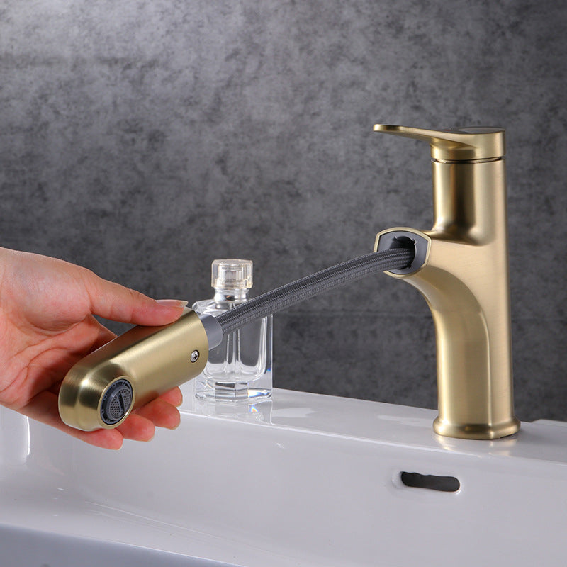 Skorter | Contemporary Basin Faucet Copper Pure Color Single Lever Retractable Basin Faucet