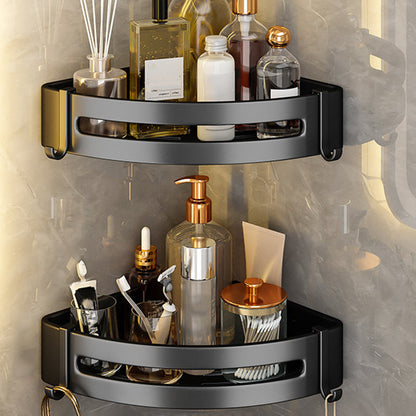 Skorter | Black Aluminum Bathroom Accessory Set Modern Bathroom Shelf / Towel Bar & Paper Holder