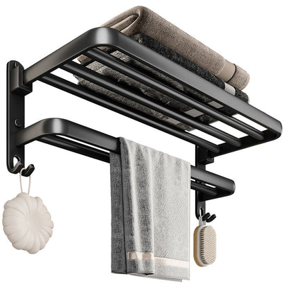 Skorter | Black Aluminum Bathroom Accessory Set Modern Bathroom Shelf / Towel Bar & Paper Holder