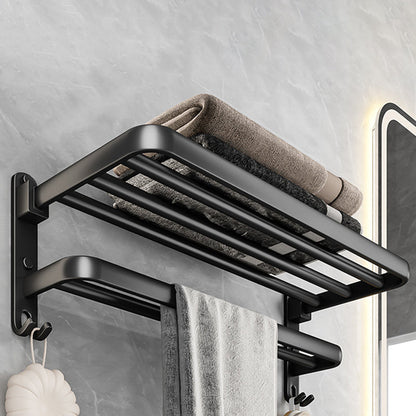 Skorter | Black Aluminum Bathroom Accessory Set Modern Bathroom Shelf / Towel Bar & Paper Holder