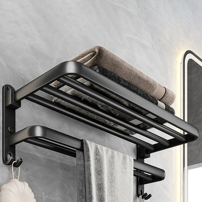 Skorter | Black Aluminum Bathroom Accessory Set Modern Bathroom Shelf / Towel Bar & Paper Holder