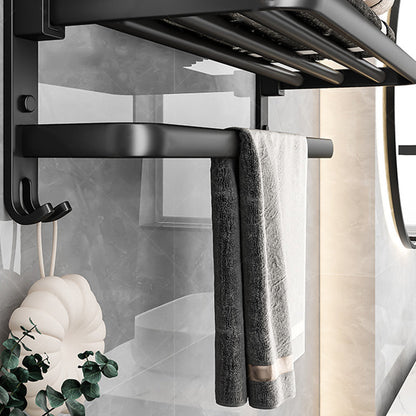 Skorter | Black Aluminum Bathroom Accessory Set Modern Bathroom Shelf / Towel Bar & Paper Holder